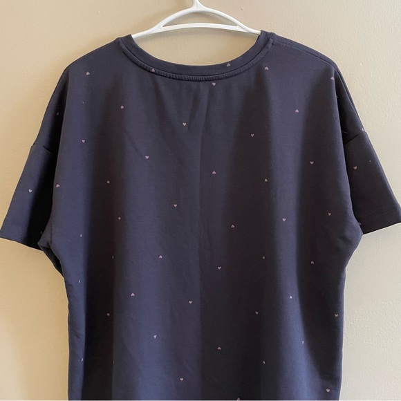 Reitmans Navy Wide Leg Pajama Set Purple Heart Print – Top XL Bottom XXL GUC - Picture 8 of 15